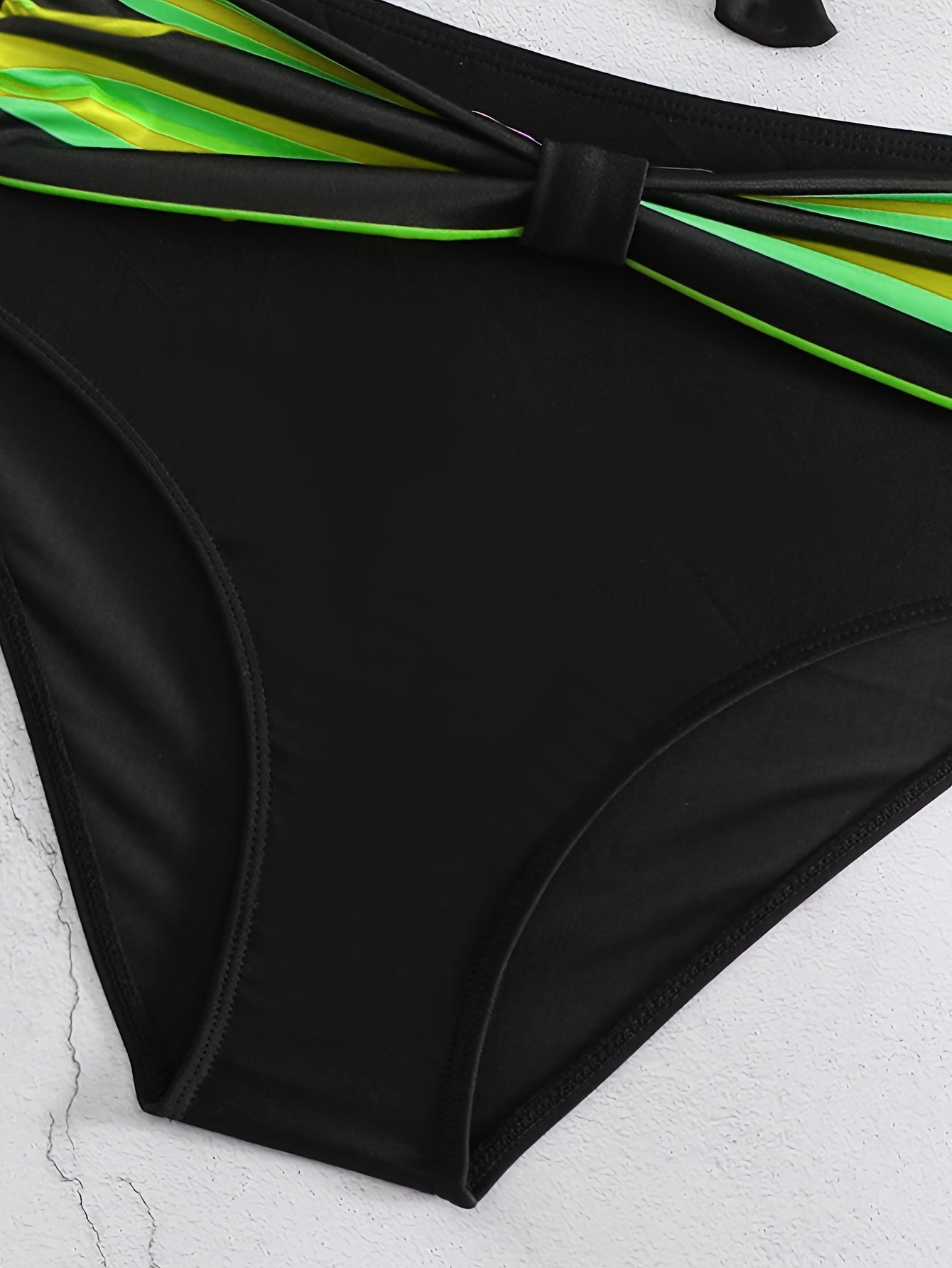 Women's Striped Bow Halter High Waist Bikini Set
