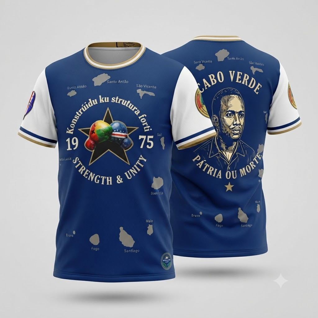 Amílcar Cabral Cape Verde Heritage Jersey — Blue | Konstrúidu ku strutura forti 1975
