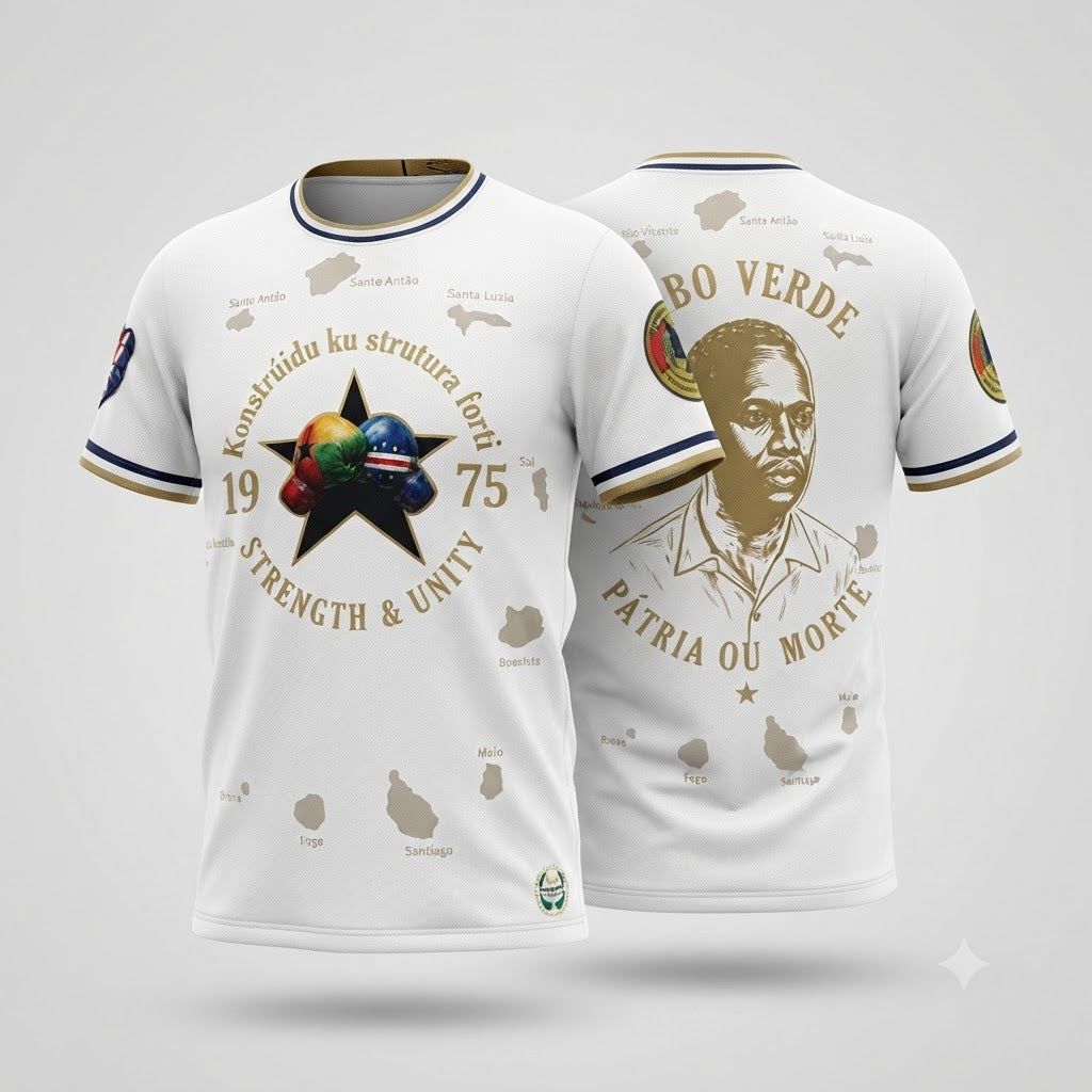 Amílcar Cabral Cape Verde Heritage Jersey — White | Konstrúidu ku strutura forti 1975