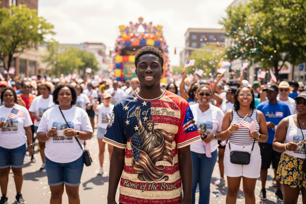 Cape Verdean American parade lifestyle mockup - front view