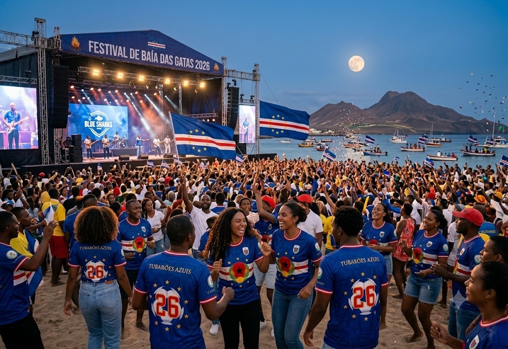 Cape Verde Tubarões Azuis jersey worn at Festival de Baía das Gatas 2026