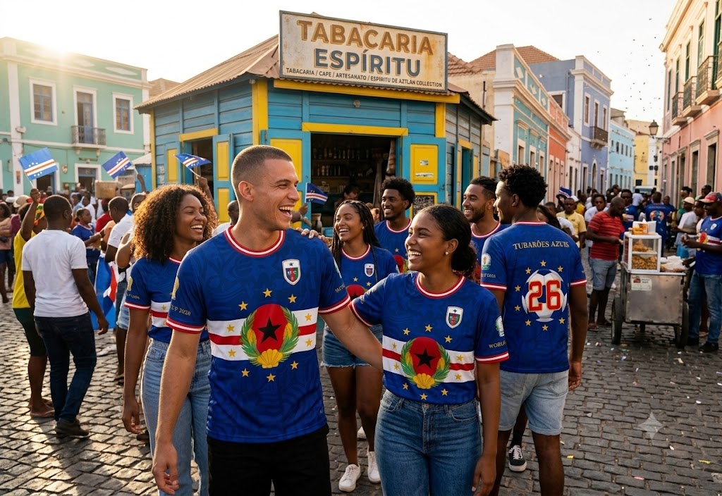 Cape Verde Tubarões Azuis jersey at Tabanka street celebration
