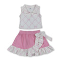Sleeveless pink bow top ruffle skirt girls activewear set