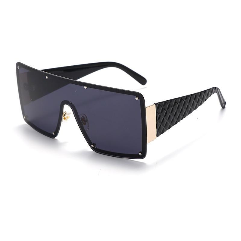 New Square Sunglasses  For Women Fashion Oversized Metal Frame Vintage Glasses Retro Gradient Colors Glass With UV400 Protection