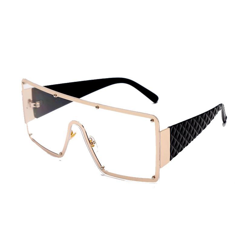 New Square Sunglasses  For Women Fashion Oversized Metal Frame Vintage Glasses Retro Gradient Colors Glass With UV400 Protection