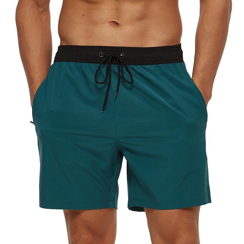 Men's Stretch Swim Trunks Quick Dry Beach Shorts With Zipper Pockets and Mesh Lining