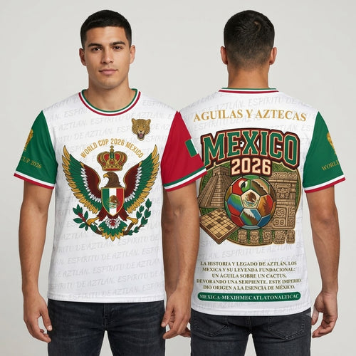 Águilas y Aztecas World Cup 2026 Mexico Jersey - front and back 3D mockup