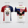 USA Eagle We The People Jersey — Front and Back 3D mockup showing eagle, 1787, and 250th Anniversary patch