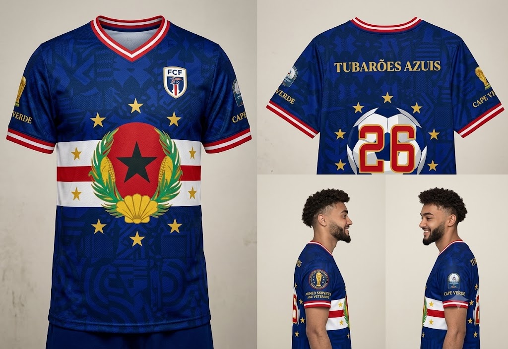 Cape Verde Soccer Jersey — Tubarões Azuis #26 | World Cup 2026 Edition