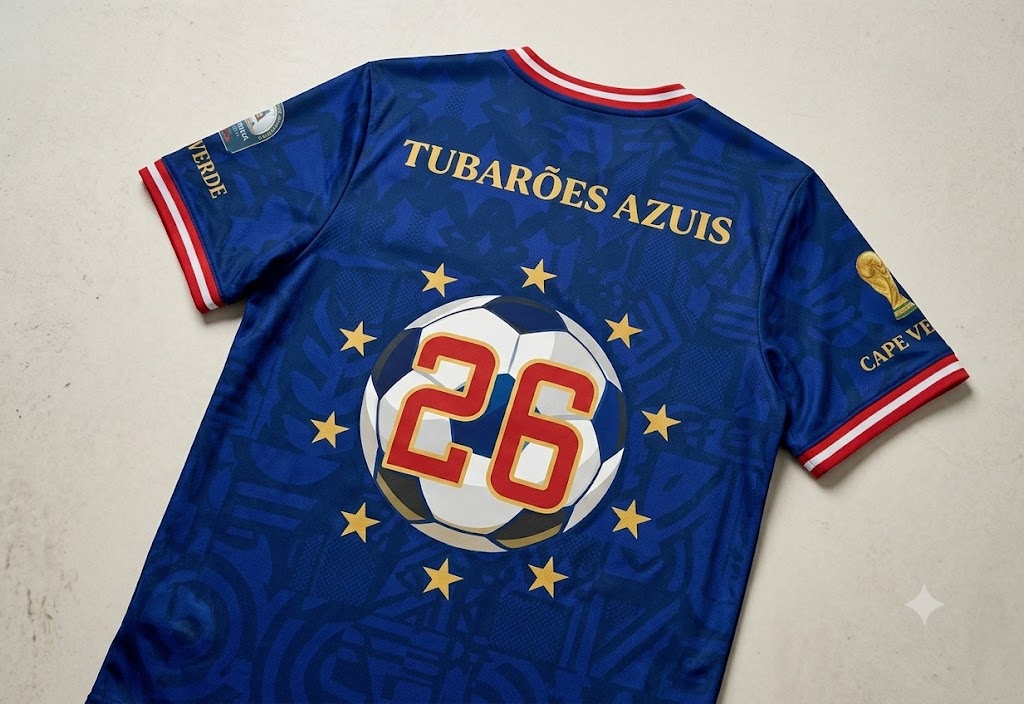 Cape Verde Soccer Jersey — Tubarões Azuis #26 | World Cup 2026 Edition