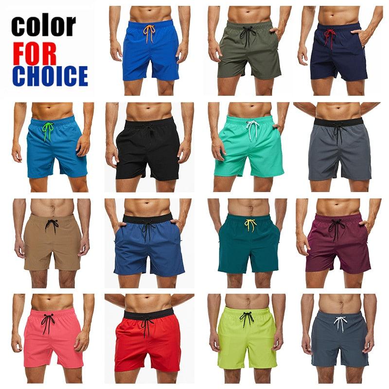 Men's Stretch Swim Trunks Quick Dry Beach Shorts With Zipper Pockets and Mesh Lining