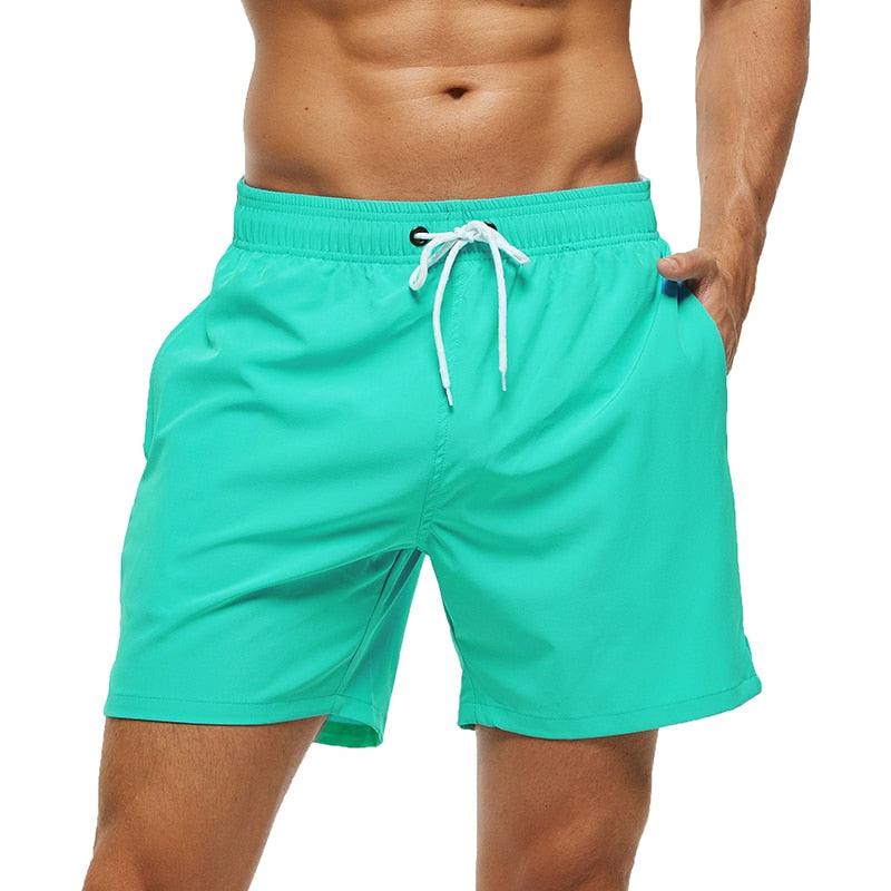 Men's Stretch Swim Trunks Quick Dry Beach Shorts With Zipper Pockets and Mesh Lining