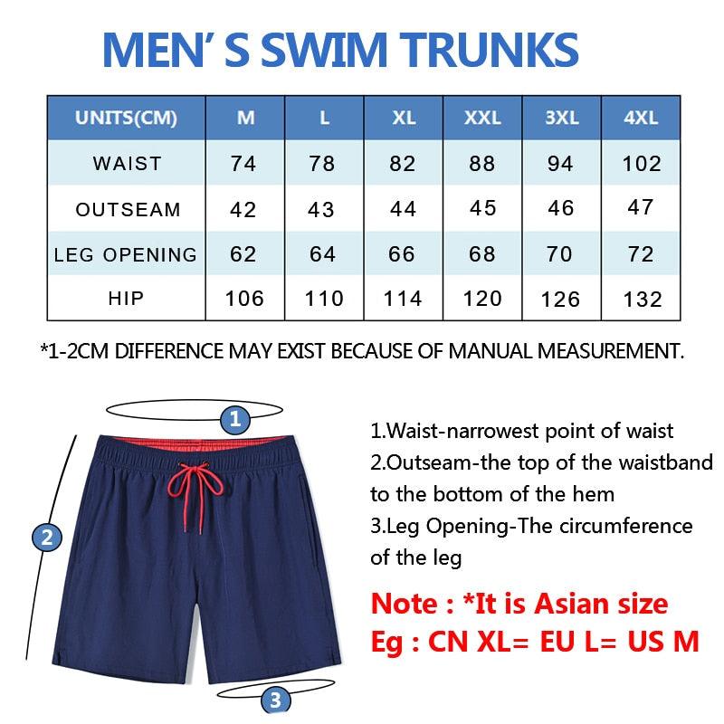 Men's Stretch Swim Trunks Quick Dry Beach Shorts With Zipper Pockets and Mesh Lining