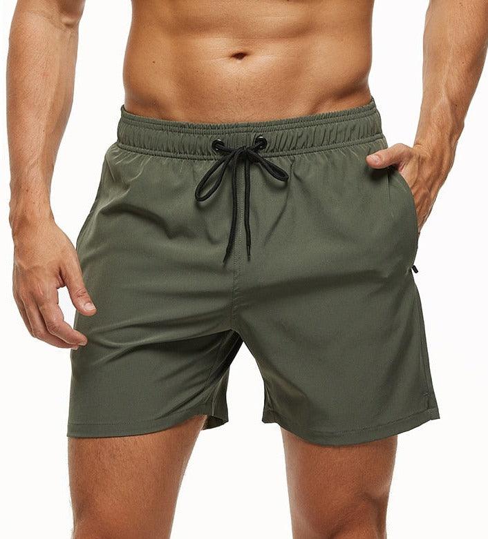 Men's Stretch Swim Trunks Quick Dry Beach Shorts With Zipper Pockets and Mesh Lining