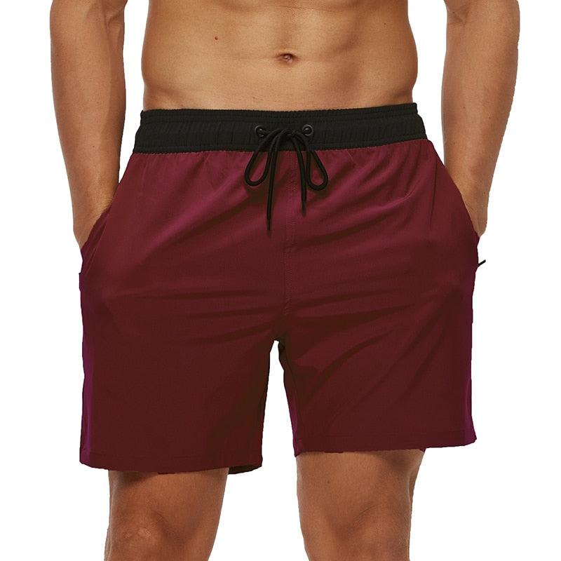 Men's Stretch Swim Trunks Quick Dry Beach Shorts With Zipper Pockets and Mesh Lining