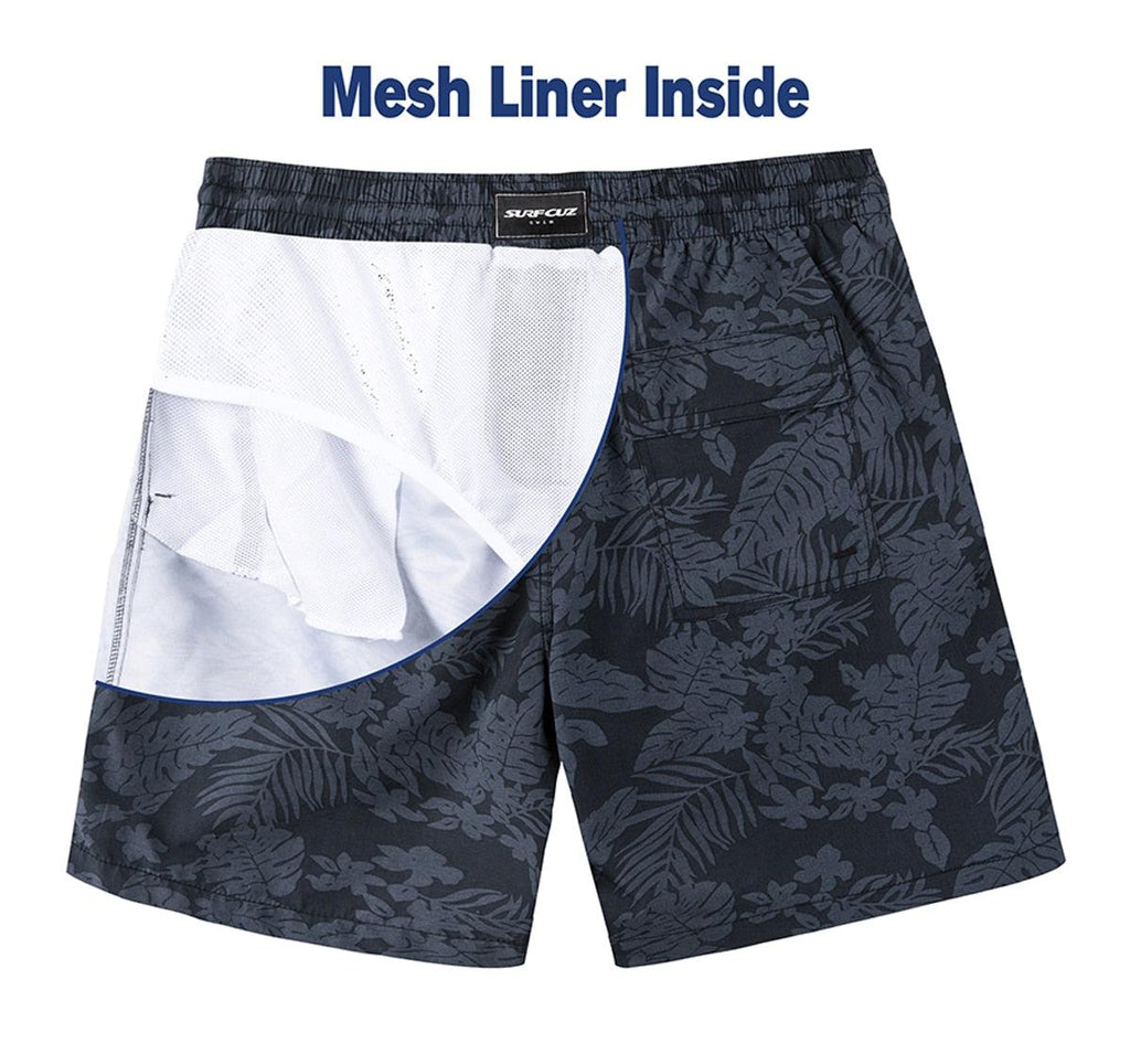 Men's Swim Shorts Quick Dry Beach Board Shorts with Mesh Lining