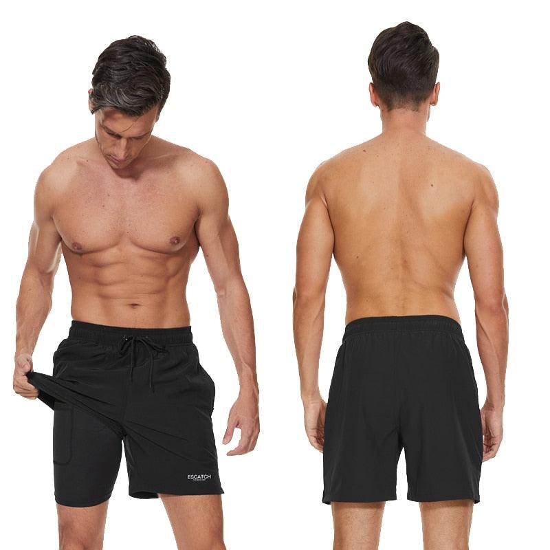 Men's Swimming Trunks with Compression Liner 2 in 1 Quick-Dry Gym Sports Shorts