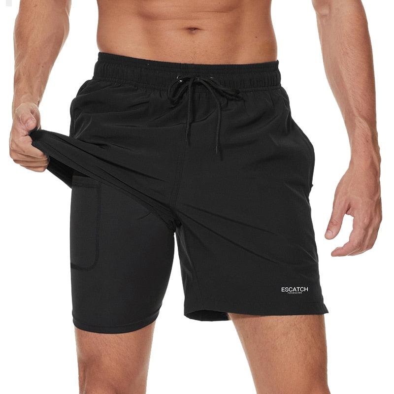 Men's Swimming Trunks with Compression Liner 2 in 1 Quick-Dry Gym Sports Shorts