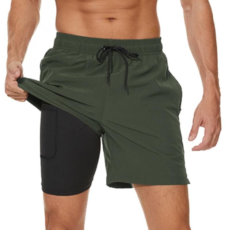 Men's Swimming Trunks with Compression Liner 2 in 1 Quick-Dry Gym Sports Shorts