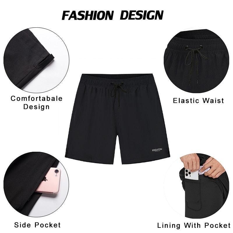 Men's Swimming Trunks with Compression Liner 2 in 1 Quick-Dry Gym Sports Shorts