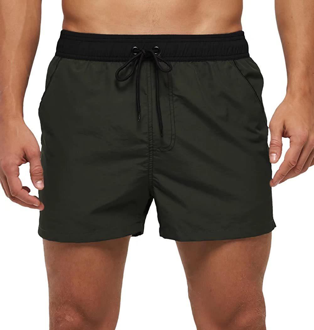 Men Swimwear Shorts Male Swimming Trunks Swimsuits Man Surf Beach Swim Sports Pants Board Mesh New Summer Men's Clothing Beach Swimming Casual with Adjustable Elastic Cord
