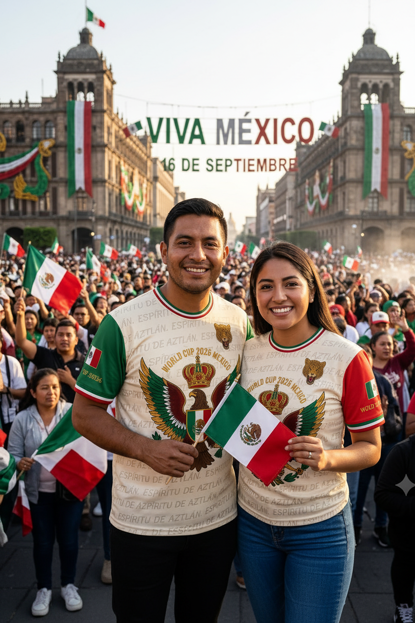 Águilas y Aztecas World Cup 2026 Mexico Jersey - Independence Day couple mockup