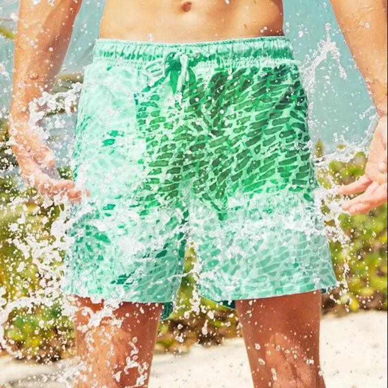 Modern Men's Summer Discoloration Swimming Trunks Magical Change Color Beach Surf Shorts Quick Dry
